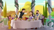 Rapunzel, Flynn, Queen Arianna, King Fredric