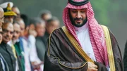 Mohammed bin Salman, Kronprinz von Saudi-Arabien, w&auml;hrend eines Staatsbesuchs in Neu Delhi 2023.