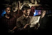REENACTMENT - Oberleutnant zur See Bertelsmann and crew on U-653 (Dramatic Recreation) L-R: Wolfgang Orth, Philip Janke, Christian K&scaron;llmann.