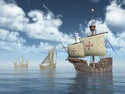 Santa Maria, Niña und Pinta von Christoph Kolumbus Computergenerierte 3D-Illustration Santa Maria, Niña und Pinta von Christoph Kolumbus Computergenerierte 3D-Illustration