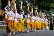 Hinduistische Zeremonie im Sangeh Tempel auf Bali.
