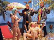 Die beiden R&auml;uber (Gerd-Ekken Gerdes ,rechts und Stefan Hufschmidt) verstecken sich in der Kaufhausdekoration.