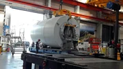 Im d&auml;nischen Brande entsteht das Maschinenhaus des Windrades, in dem sp&auml;ter der Generator sitzt.