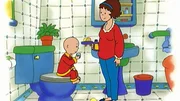 Der kranke Caillou bekommt von seiner Mutter Medizin.