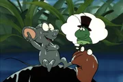 Die Schildkröte trägt Alexander zu den Zikaden und hält ihm vor, dass Flip das allein geschafft hat. Die Schildkröte trägt Alexander zu den Zikaden und hält ihm vor, dass Flip das allein geschafft hat.