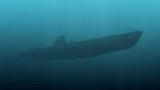 U-Boot, das unter Wasser kreuzt. U-Boot, das unter Wasser kreuzt.