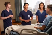 L-R: Dr. Shaun Murphy (Freddie Highmore), Dr. Alex Park (Will Yun Lee), Dr. Audrey Lim (Christina Chang), Wade (Bryce Johnson).