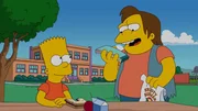 Bart (l.) hat eine geeignete Therapie gefunden, um Nelson (r.) endlich das Rowdytum auszutreiben ...