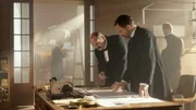 Otto Baensch (Nicolas K&ouml;nig) und Carl Loewe (Thomas H. von Wallersbrunn) begutachten die Baupl&auml;ne im B&uuml;ro der Kanalbau-Kommission.