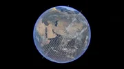 Globale Vermessung: Ein digitales Netz aus Satellitenbahnen umspannt den Planeten und bildet die Grundlage f&uuml;r die weltweite Erdbeobachtung und Datenerfassung.