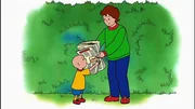 Wie an jedem Wochenende holen Caillou (l.) und Papi (r.) die Zeitung herein. Caillou freut sich schon auf seine Lieblingsseite, die Comics. Doch der Wind macht ihm einen Strich durch die Rechnung...