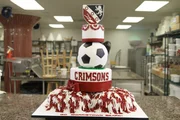 A view of the finished pep rally cake.