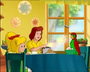 Bernhard als Papagei - Barbara hext ihn schnell wieder normal.