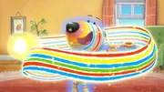 Die leuchtend bunten Regenbogenfarben sorgen bei Dylans Spiel f&uuml;r den Moment der Verwandlung.