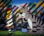 Nachdem nun auch Alice mit Streifen bemalt wurde, versuch sie der Ursache der vielen Streifen auf den Grund zu kommen. Der Kater der Herzk&ouml;nigin verr&auml;t ihr das Geheimnis.