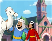 Ende gut, alles gut: Onkel Ahmed (l.) ist stolz auf Drusa, das Dromedar, und seinen Neffen Bedi (r.).