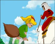 Wer ist schneller? Bibi auf ihrem Besen Kartoffelbrei oder Bedi auf dem Dromedar Drusa?