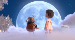 Die kleine Anna (r.) hat jede Menge Fantasie. Darum bereitet es ihr kein Problem, als pl&ouml;tzlich ein sprechender Maik&auml;fer (l.) auftaucht, der mit ihr unbedingt auf den Mond reisen will.