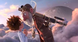 Peter (l.) ist seiner Schwester Anne in den Wolkenhimmel gefolgt. Dort macht er auf der Sternenwiese die Bekanntschaft mit einem offenbar ver&auml;rgerten Sandmann (r.).