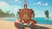 Der Titan der Weltmeere, die menschengro&szlig;e Riesenkrabbe macht einen &uuml;bel gelaunten Eindruck.