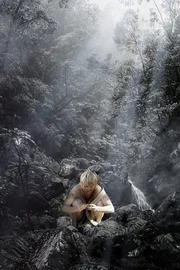 NAKED AND AFRAID ALONE Lacey looking at a skull. NAKED AND AFRAID ALONE Lacey looking at a skull.