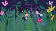 Als Ben Nanny Plum nachts begleiten darf, verf&auml;ngt er sich in einem Spinnennetz.