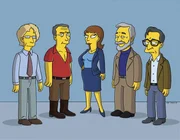 Selig sind die Dummen: Andy Dick (l.), James Patterson (2.v.l.), Dr. Swanson (M.), Stephen Sondheim (2.v.r.) und ein Psychologe (r.) ...