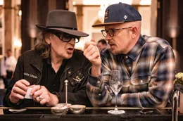 Udo Lindenberg (l.) und Jan Delay (r.) im Hotel Atlantic in Hamburg.