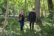 Pictured (L-R): Juliana Aidén Martinez as Eva Ramos and John Boyd as Special Agent Stuart Scola. Pictured (L-R): Juliana Aidén Martinez as Eva Ramos and John Boyd as Special Agent Stuart Scola.
