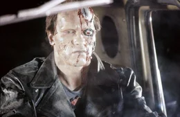 Der Terminator (Arnold Schwarzenegger) ist auf Vernichtung eingestellt.
