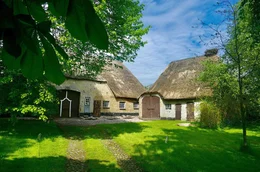 Bauernhaus mit Schilfdach in Schleswig-Holstein