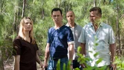 Von links: Sonya (Alona Tal), Michael Westen (Jeffrey Donovan), Jesse Porter (Coby Bell) und Sam Axe (Bruce Campbell)