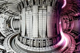 Blick in einen Versuchsreaktor f&uuml;r Magnetfusion: der Tokamak JET (Joint European Torus) im britischen Culham bei Oxford. Der Wettbewerb um einen Fusionsreaktor ist neu entfacht.