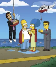 Was ist nur mit Homer (2.v.l.) und Marge (2.v.r.) los?