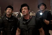 L-R: Lee Christmas (Jason Statham), Barney Ross (Sylvester Stallone), Toll Road (Randy Couture)