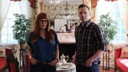 Paranormal investigators Amy Bruni and Adam Berry in Liberty Hall Museum's parlor.