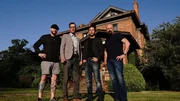 Jason Hawes and Steve Gonsalves stand outside the Moody Mansion with clients, Michael Allen and Jerrett New. Jason Hawes and Steve Gonsalves stand outside the Moody Mansion with clients, Michael Allen and Jerrett New.
