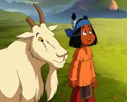 Yakari trifft auf eine Schneeziege, die ihm anderntags hilft, den gef&auml;hrlichen Gipfel eines Berges zu besteigen.