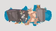 Quacker(2.v.l.) Tom(3.v.l.0 Spike(2.v.r.) Jerry(r.)