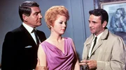 Gene Barry (Dr. Flemming), Katherine Justice (Joan), Peter Falk (Insp. Columbo).