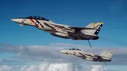 October 1987 - Two F-14A Tomcats from U.S. Navy Fighter Squadron 2 (VF-2) during operations in the Indian Ocean.