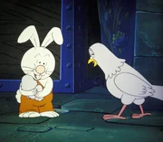 Kaum ist es Benny Bunny gelungen, dem Jabberwocky das gestohlene Taubenei abzuringen schlüpft schon der Nachwuchs. Frau Taube ist natürlich überglücklich. Kaum ist es Benny Bunny gelungen, dem Jabberwocky das gestohlene Taubenei abzuringen schlüpft schon der Nachwuchs. Frau Taube ist natürlich überglücklich.