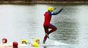 Christoph Haller, Weltrekordhalter im &Uuml;ber-Wasser-Laufen beim Training.