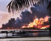 Pearl Harbor, Hawaii, 7. Dezember 1941: Explosion des Zerst&ouml;rer-Schiffs USS Shaw - Zur ARTE-Sendung