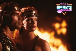 Kalidor (Arnold Schwarzenegger) und Red Sonja (Brigitte Nielsen).