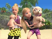 Barbie (l.) und Chelsea lieben die kuscheligen und süßen Hundewelpen sehr und sind froh, dass sie das Abenteuer heile überstanden haben. Barbie (l.) und Chelsea lieben die kuscheligen und süßen Hundewelpen sehr und sind froh, dass sie das Abenteuer heile überstanden haben.