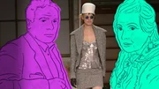 Grafik von Pierre Bourdieu und Vivienne Westwood vor einer Modeschau