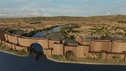 Die Stadt Ninive. Blick &uuml;ber den Fluss, der sich mitten durch die Stadt schl&auml;ngelt.