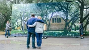 The Fuchses anxiously await as hosts Chip and Joanna reveal their newly renovated home to them, as seen on Fixer Upper. (action)