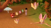 hinter, v.li.: Rammy, Kai, Lola, Bobbi, Professor Scratch